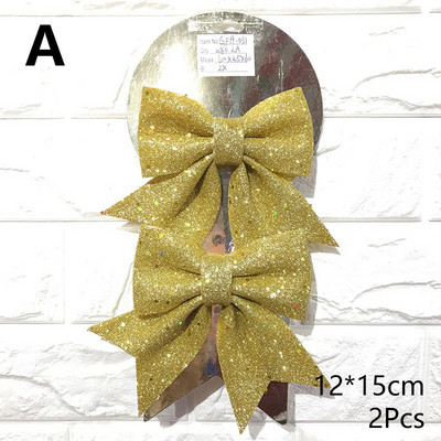 Bowknot Bow Коледни орнаменти Tree Glitter Craft Bows Коледен венец гирлянда Winter Rustic Holiday Мини декоративна панделка Shiny