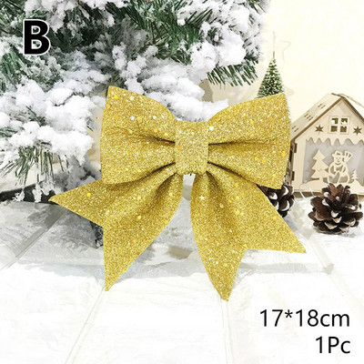 Bowknot Bow Коледни орнаменти Tree Glitter Craft Bows Коледен венец гирлянда Winter Rustic Holiday Мини декоративна панделка Shiny