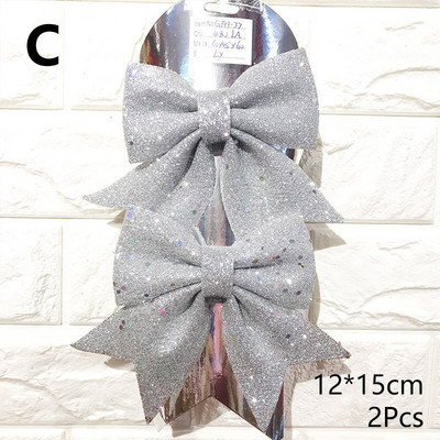 Bowknot Bow Коледни орнаменти Tree Glitter Craft Bows Коледен венец гирлянда Winter Rustic Holiday Мини декоративна панделка Shiny