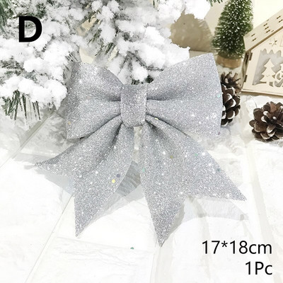 Bowknot Bow Коледни орнаменти Tree Glitter Craft Bows Коледен венец гирлянда Winter Rustic Holiday Мини декоративна панделка Shiny
