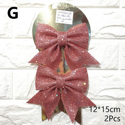 Bowknot Bow Коледни орнаменти Tree Glitter Craft Bows Коледен венец гирлянда Winter Rustic Holiday Мини декоративна панделка Shiny