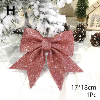 Bowknot Bow Коледни орнаменти Tree Glitter Craft Bows Коледен венец гирлянда Winter Rustic Holiday Мини декоративна панделка Shiny