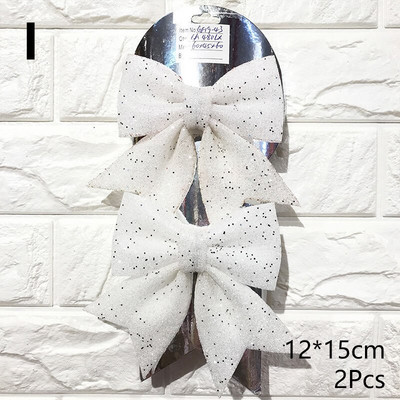 Bowknot Bow Коледни орнаменти Tree Glitter Craft Bows Коледен венец гирлянда Winter Rustic Holiday Мини декоративна панделка Shiny