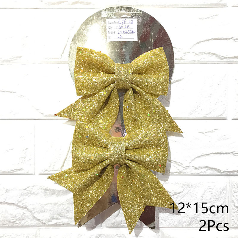 Bowknot Bow Коледни орнаменти Tree Glitter Craft Bows Коледен венец гирлянда Winter Rustic Holiday Мини декоративна панделка Shiny