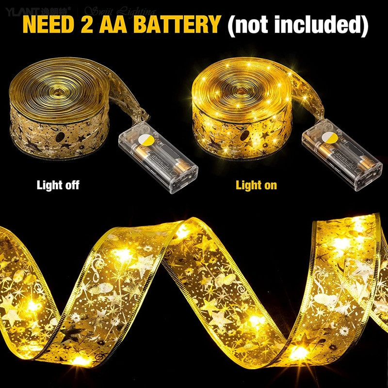 Ziemassvētku rotājumi LED lentes gaismas Ziemassvētku eglīšu rotājumi DIY mežģīņu loki String Lights Navidad mājas dekori Jaunais gads 2022