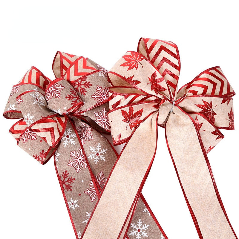 Fundă de in Fundă mare de Crăciun Decoratiuni pentru brad de Crăciun Decoratiuni de Revelion Petrecere de Crăciun Fundite cu panglică
