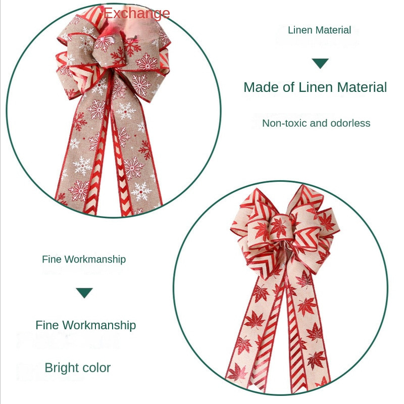 Fundă de in Fundă mare de Crăciun Decoratiuni pentru brad de Crăciun Decoratiuni de Revelion Petrecere de Crăciun Fundite cu panglică
