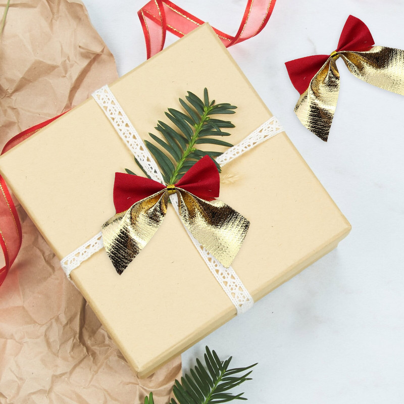 100 buc Arcuri de Crăciun Decoratiuni agățate Auriu Argintiu Roșu Nod cu fundă Decoratiuni pentru brad de Crăciun Fericit Pandantiv Anul Nou Craciun