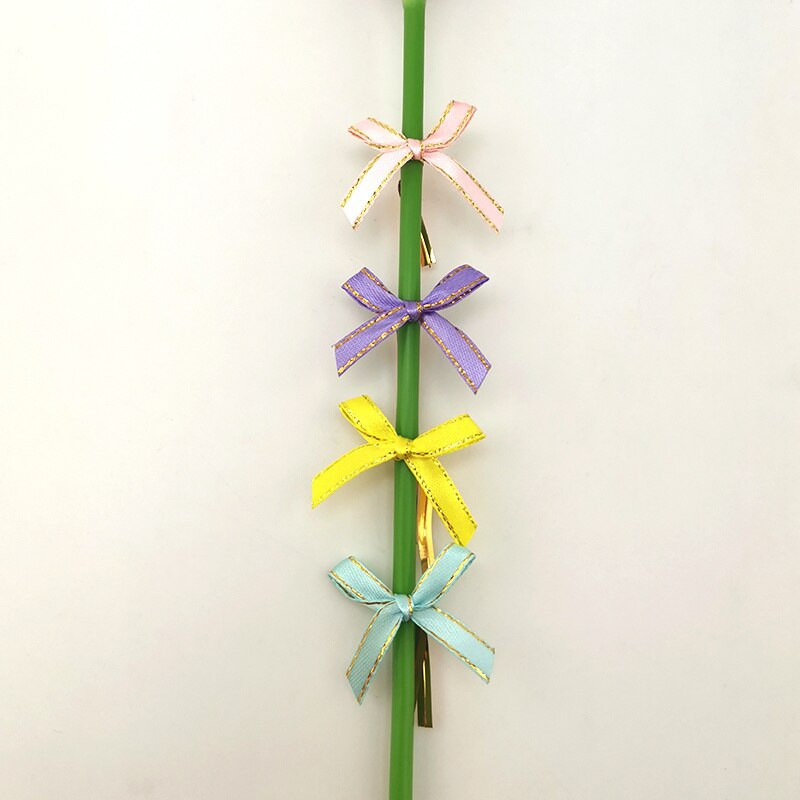 (100 бр./опаковка) Лента със златен ръб Смесена малка панделка за украса на коледно дърво Ръчно изработени консумативи Направи си сам Опаковка за подарък