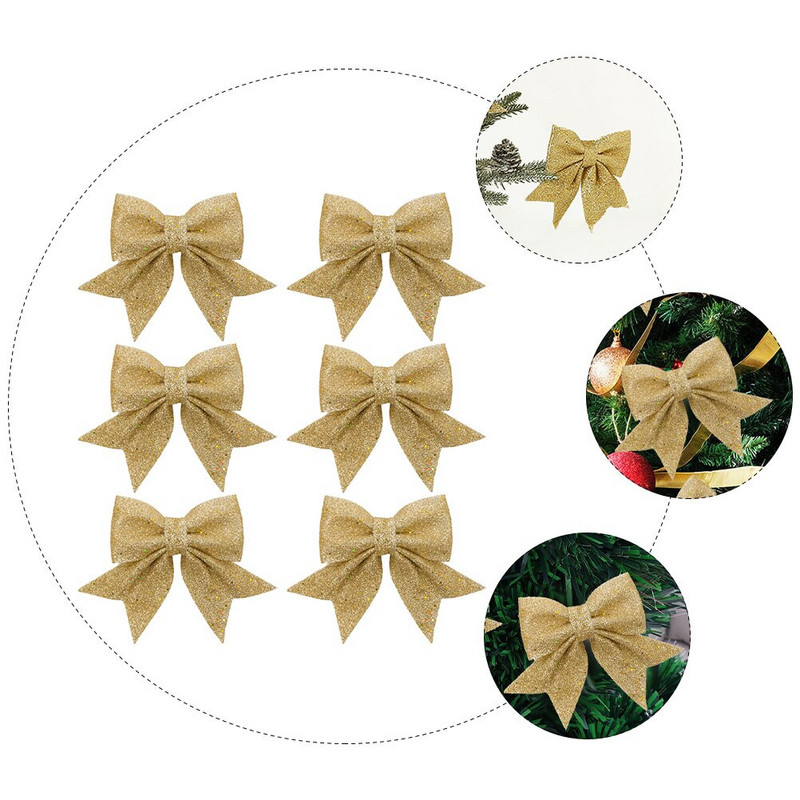 6 vnt Kalėdų vainiko lankelis Mažas Kalėdų eglutės lankelis Auksinis vainikas lankelis Kalėdų eglutės papuošalai Kalėdų lanko-mazgo dekoras