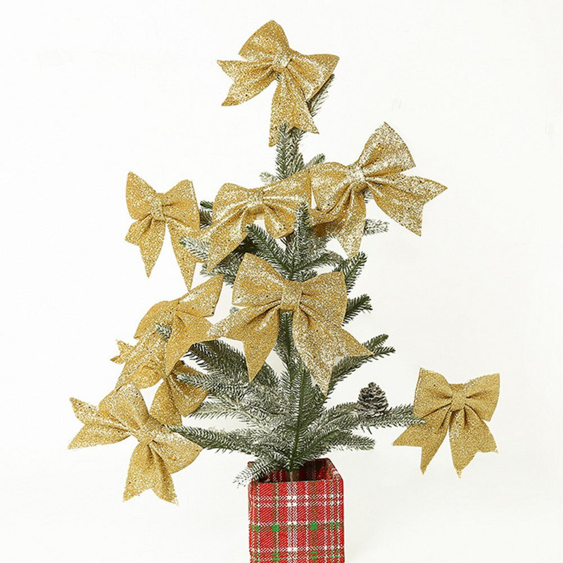6 vnt Kalėdų vainiko lankelis Mažas Kalėdų eglutės lankelis Auksinis vainikas lankelis Kalėdų eglutės papuošalai Kalėdų lanko-mazgo dekoras