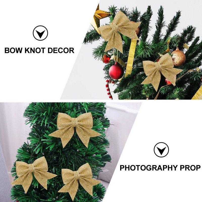 6 vnt Kalėdų vainiko lankelis Mažas Kalėdų eglutės lankelis Auksinis vainikas lankelis Kalėdų eglutės papuošalai Kalėdų lanko-mazgo dekoras