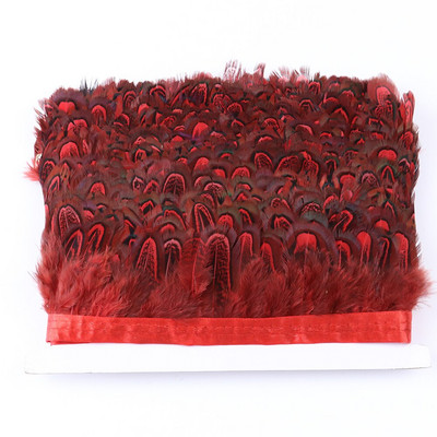 1-meetrine naturaalne faasanist sulgede ääris Dekoratiivne sulgedest lint 5-7 CM Väikesed ploomid käsitöörõivaste peoaksessuaariks