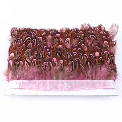 1-meetrine naturaalne faasanist sulgede ääris Dekoratiivne sulgedest lint 5-7 CM Väikesed ploomid käsitöörõivaste peoaksessuaariks