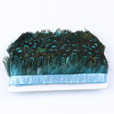 1-meetrine naturaalne faasanist sulgede ääris Dekoratiivne sulgedest lint 5-7 CM Väikesed ploomid käsitöörõivaste peoaksessuaariks