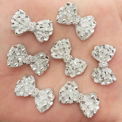 40 komada smole, slatka srebrna mašna, ravna poleđina, spomenar sa vještačkim dijamantima DIY vjenčani ukras Ukosnica Dodaci Rukotvorine F549