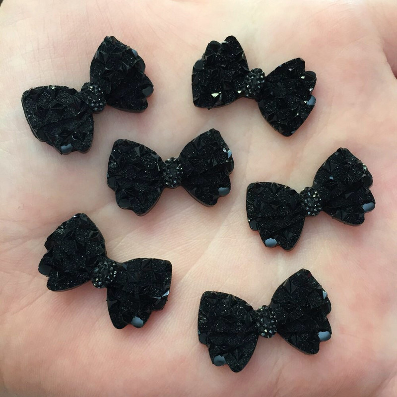 40 komada smole, slatka srebrna mašna, ravna poleđina, spomenar sa vještačkim dijamantima DIY vjenčani ukras Ukosnica Dodaci Rukotvorine F549