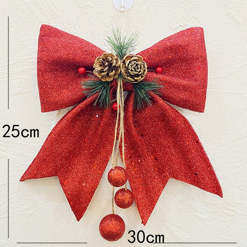 Jõululindiga vibu männikäbide puukaunistus Suur punane kuldne sädelev sära