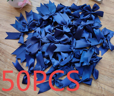 50 tk/pakk 85*85mm värske roosa paelaga vibud Väikese suurusega satiinpaelaga vibu lillega käsitöökaunistus Käsitöö DIY peokaunistus