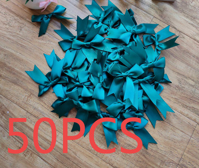 50 tk/pakk 85*85mm värske roosa paelaga vibud Väikese suurusega satiinpaelaga vibu lillega käsitöökaunistus Käsitöö DIY peokaunistus