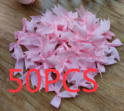 50 tk/pakk 85*85mm värske roosa paelaga vibud Väikese suurusega satiinpaelaga vibu lillega käsitöökaunistus Käsitöö DIY peokaunistus