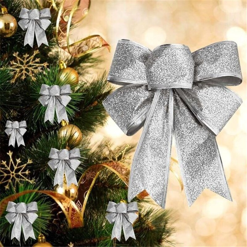 Jõulupuu kaunistused Jõulupuu kaunistused Kuldne Hõbedane Punane Vibu Kott Jõulupuu kaunistused Jõulupeo Kodukaunistus