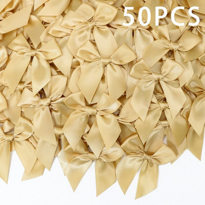50GAB Satīna lente Rozā bantīšu dekorēšana Mazi banti dāvanu banti amatniecībai Ziedu kāzu bantīte dzimšanas dienas DIY ballītes dekorēšana