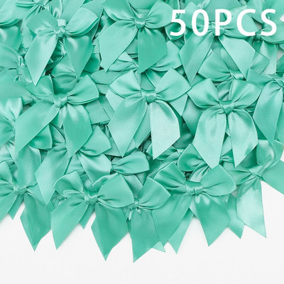 50GAB Satīna lente Rozā bantīšu dekorēšana Mazi banti dāvanu banti amatniecībai Ziedu kāzu bantīte dzimšanas dienas DIY ballītes dekorēšana