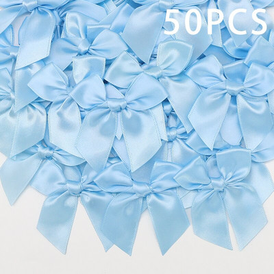 50GAB Satīna lente Rozā bantīšu dekorēšana Mazi banti dāvanu banti amatniecībai Ziedu kāzu bantīte dzimšanas dienas DIY ballītes dekorēšana