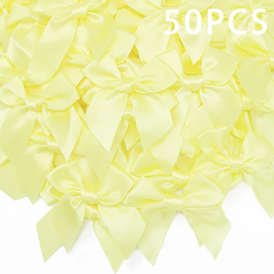 50GAB Satīna lente Rozā bantīšu dekorēšana Mazi banti dāvanu banti amatniecībai Ziedu kāzu bantīte dzimšanas dienas DIY ballītes dekorēšana