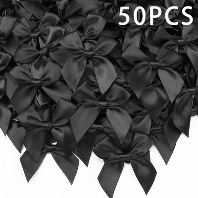 50GAB Satīna lente Rozā bantīšu dekorēšana Mazi banti dāvanu banti amatniecībai Ziedu kāzu bantīte dzimšanas dienas DIY ballītes dekorēšana