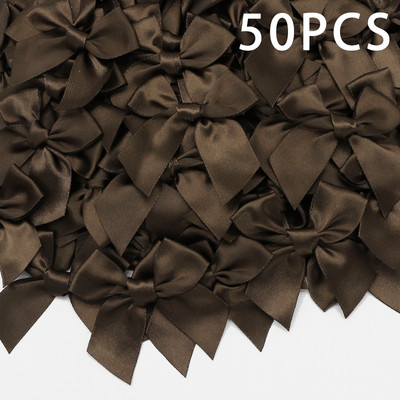 50GAB Satīna lente Rozā bantīšu dekorēšana Mazi banti dāvanu banti amatniecībai Ziedu kāzu bantīte dzimšanas dienas DIY ballītes dekorēšana
