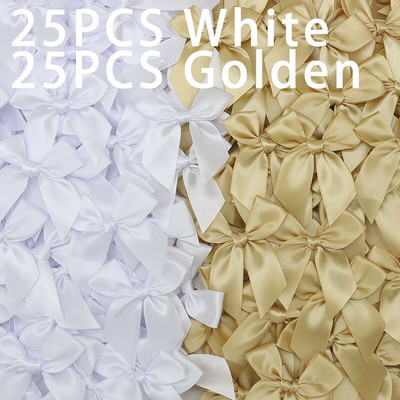 50GAB Satīna lente Rozā bantīšu dekorēšana Mazi banti dāvanu banti amatniecībai Ziedu kāzu bantīte dzimšanas dienas DIY ballītes dekorēšana