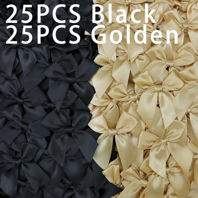 50GAB Satīna lente Rozā bantīšu dekorēšana Mazi banti dāvanu banti amatniecībai Ziedu kāzu bantīte dzimšanas dienas DIY ballītes dekorēšana