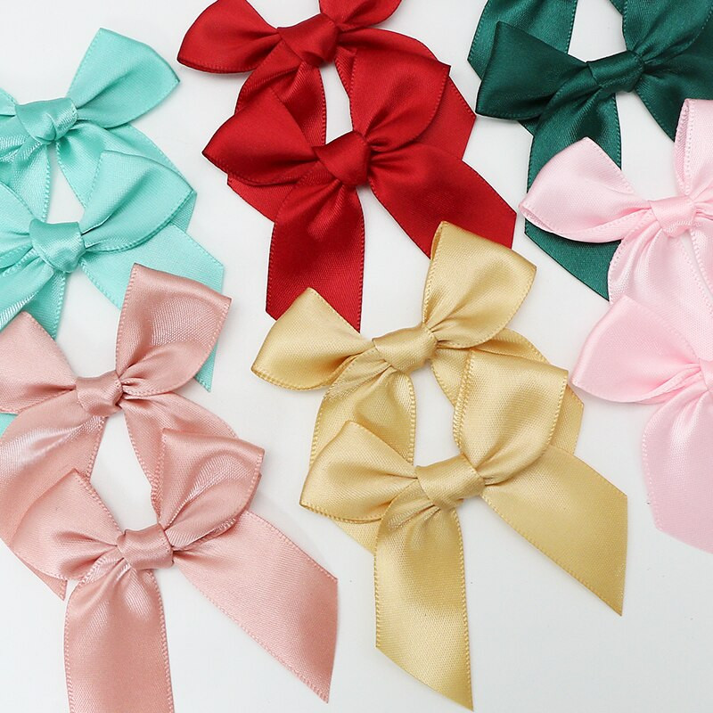 50GAB Satīna lente Rozā bantīšu dekorēšana Mazi banti dāvanu banti amatniecībai Ziedu kāzu bantīte dzimšanas dienas DIY ballītes dekorēšana