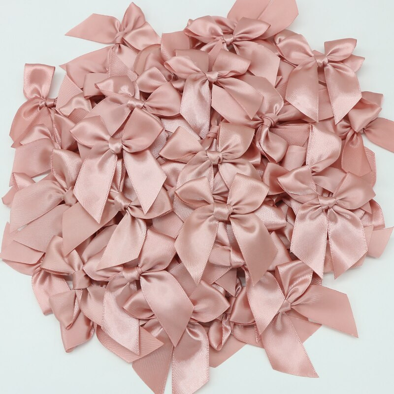 50GAB Satīna lente Rozā bantīšu dekorēšana Mazi banti dāvanu banti amatniecībai Ziedu kāzu bantīte dzimšanas dienas DIY ballītes dekorēšana