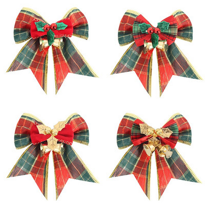 4kom/pak. Božićna vintage lanena vrpca s čvorom Ukrasi za božićno drvce Zvončaste mašne Dekoracija poklon kutije za kućnu zabavu