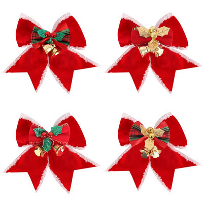 4kom/pak. Božićna vintage lanena vrpca s čvorom Ukrasi za božićno drvce Zvončaste mašne Dekoracija poklon kutije za kućnu zabavu