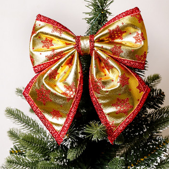 ABXMAS Големи размери Червено злато Искрящи блясъци Коледна панделка Лък Коледна украса Noel Коледна елха Декорации Натал