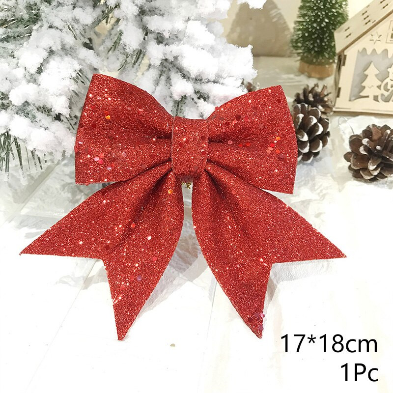 1/2 tk Suur punane kuldne sädelev jõulupael, vibu jõulupuu kaunistus, käsitsi valmistatud jõuluripp