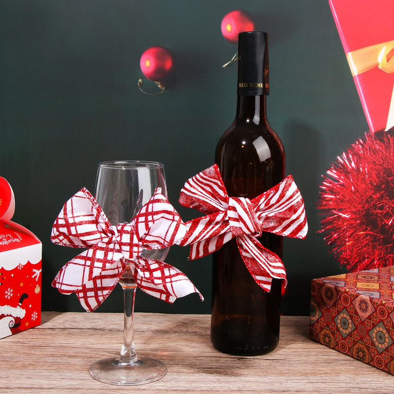 1 rola 25" x 6 jardi Božićna žičana rubna vrpca Ukrasi za božićno drvce Crvena i bijela vrpca Pribor za omatanje vrpce za rukotvorine