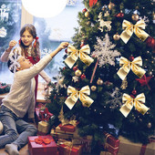 12 gab Ziemassvētku loki — Ziemassvētku dekoratīvie loki mājas rotājumi festivāla dekorēšanas vainags Ziemassvētku eglītes vītnes logu sienas piederumi