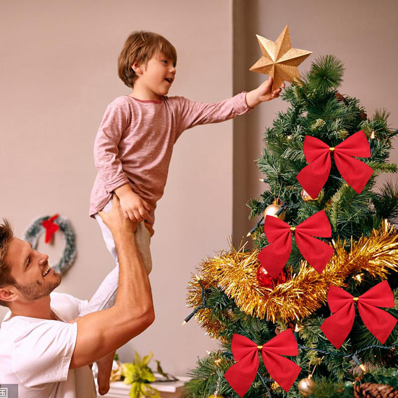 12 gab Ziemassvētku loki — Ziemassvētku dekoratīvie loki mājas rotājumi festivāla dekorēšanas vainags Ziemassvētku eglītes vītnes logu sienas piederumi