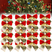 6/24 komada božićnih zvončića s mašnama Ukrasi za božićno drvce Mašne s bobičastim privjescima za božićni vijenac Ukrasi za dom Nova godina Noel Darovi