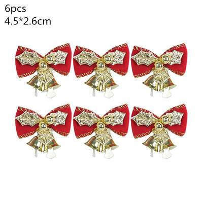 6/24 komada božićnih zvončića s mašnama Ukrasi za božićno drvce Mašne s bobičastim privjescima za božićni vijenac Ukrasi za dom Nova godina Noel Darovi