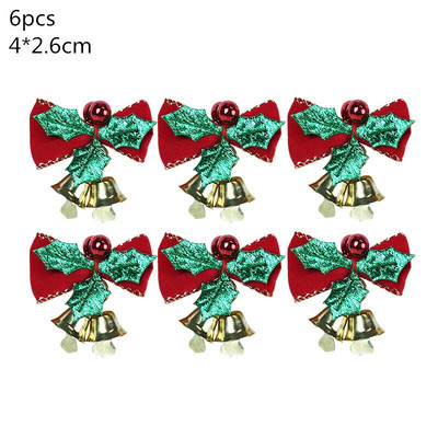 6/24 komada božićnih zvončića s mašnama Ukrasi za božićno drvce Mašne s bobičastim privjescima za božićni vijenac Ukrasi za dom Nova godina Noel Darovi