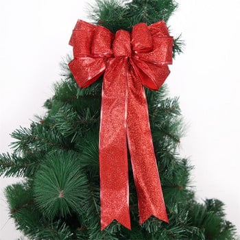 35cm Μεγάλη Χριστουγεννιάτικη Κορδέλα Φιόγκος Glitter Πανί Χριστουγεννιάτικα Διακοσμητικά Χρυσοί Κόκκινοι Φιόγκοι Για Χειροτεχνίες Στολίδια Χριστουγεννιάτικου Δέντρου