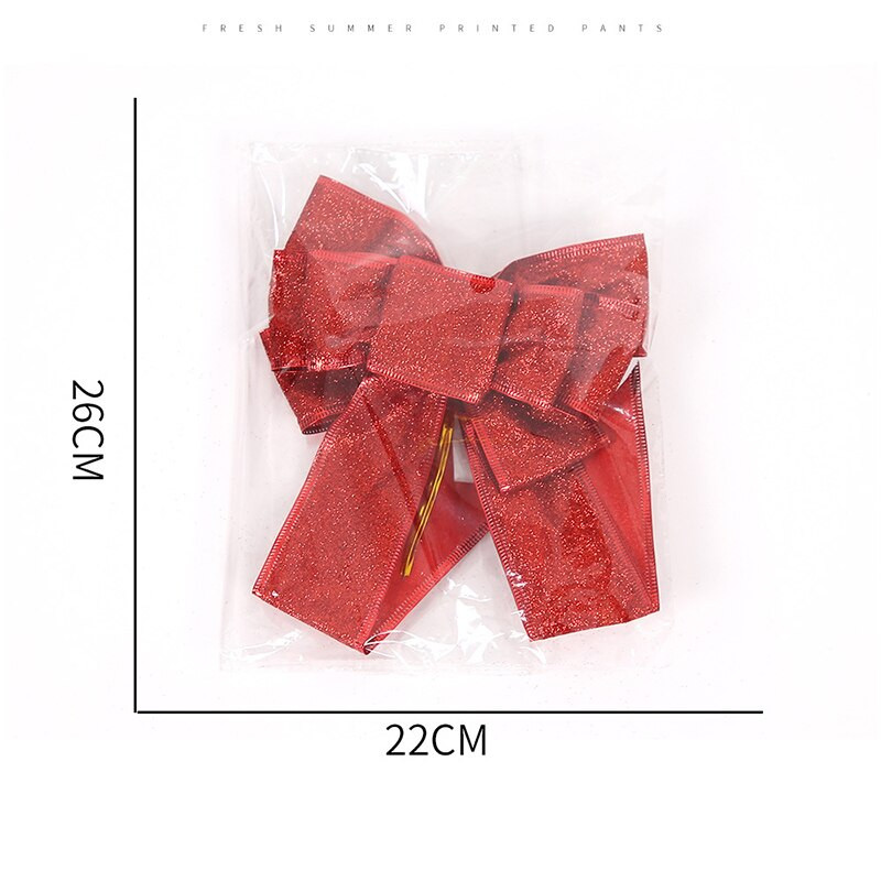 35 cm suur jõulupael, sädelev riie jõulukaunistused, kuldsed punased vibud meisterdamiseks jõulupuu kaunistused