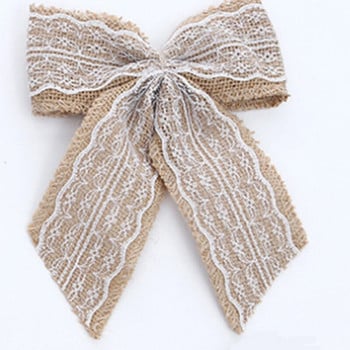 4 бр./лот Коледен лък Bowknot Crafts Малък ленен бантик Коледна сватбена украса Bow Decoration for Home Ribbon Bow