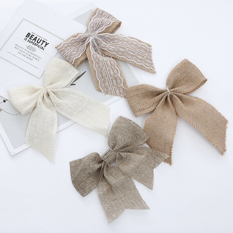 4 kom/lot Božićna mašna Bowknot Crafts Mala lanena mašna Božićni ukrasi za vjenčanje Mašna Dekoracija za dom Traka mašna